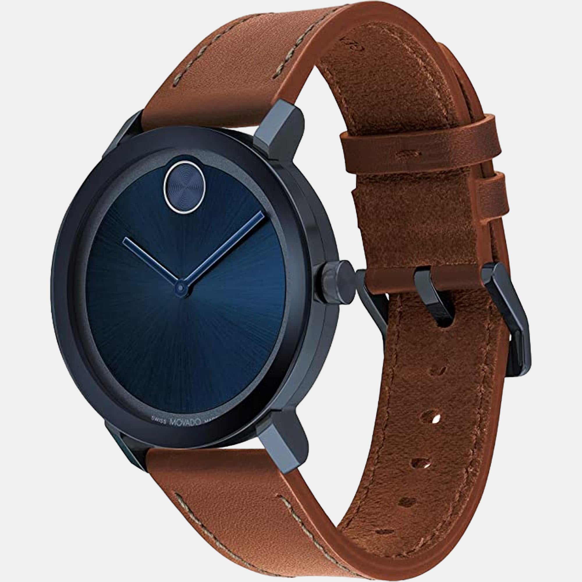 Bold Men Quartz Blue Dial Analog Leather Watch 3600806