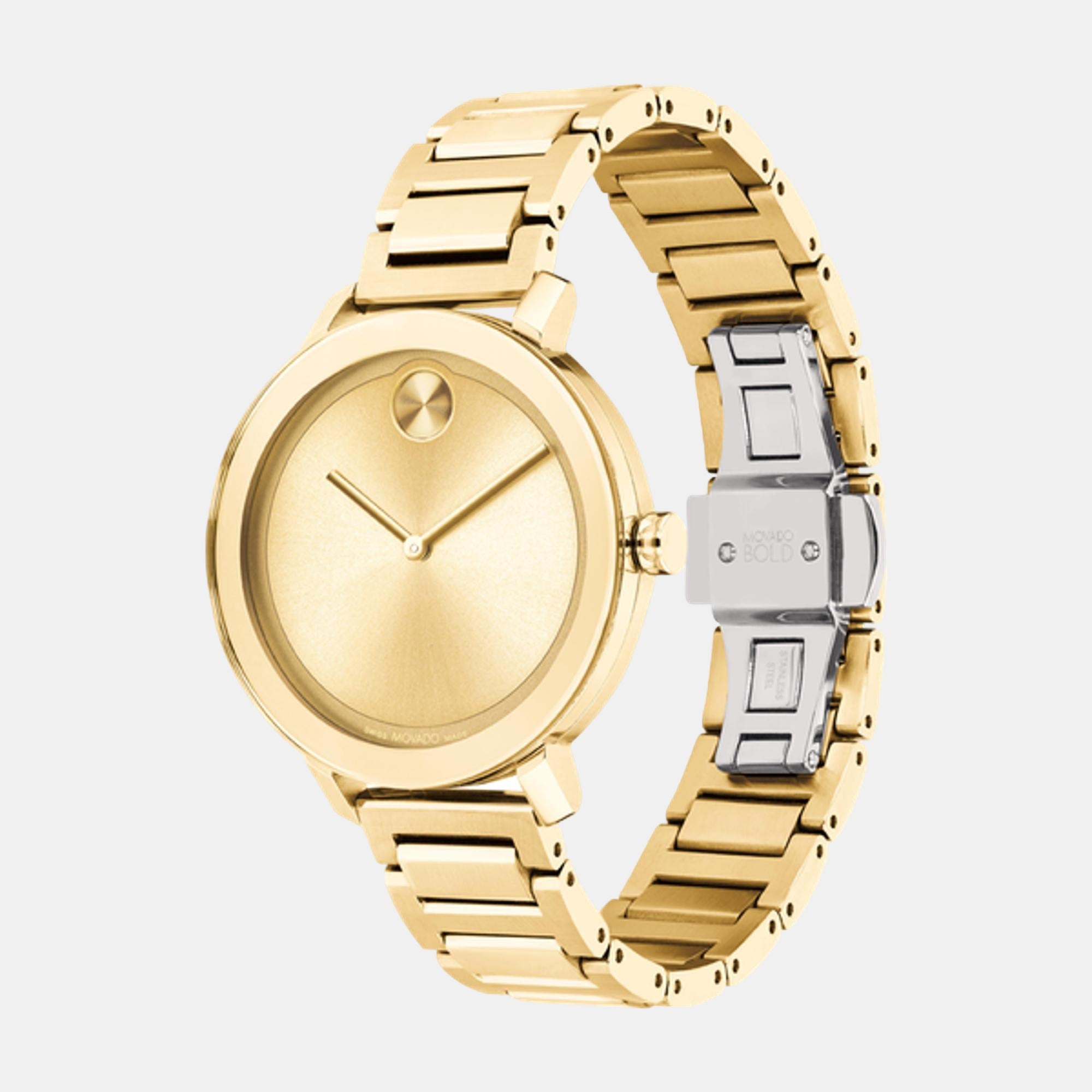Bold Women Quartz Gold Dial Analog Stainless Steel Watch 3600822