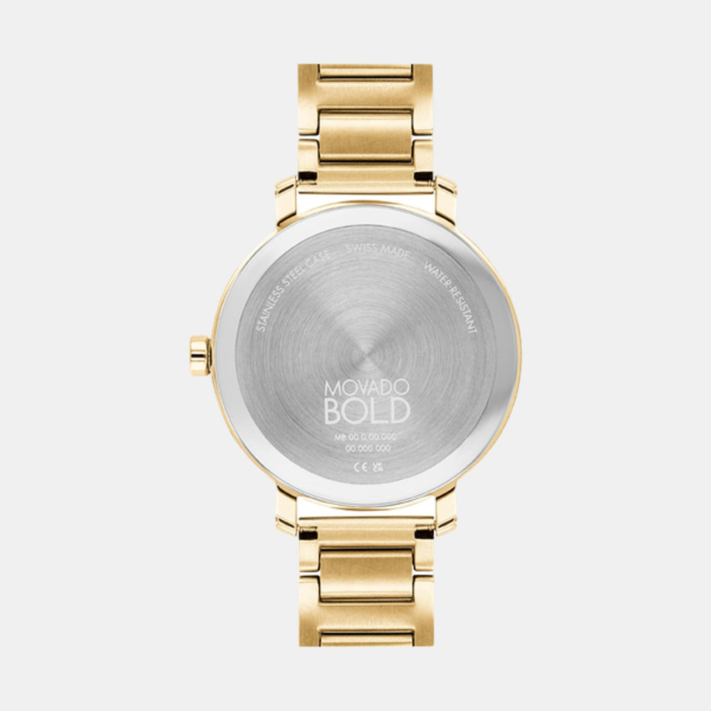 Bold Women Quartz Gold Dial Analog Stainless Steel Watch 3600822