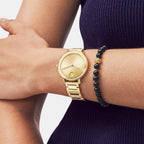 Bold Women Quartz Gold Dial Analog Stainless Steel Watch 3600822