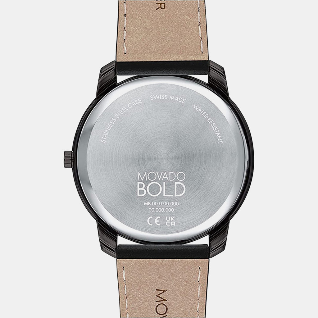Bold Thin Men Quartz Black Dial Analog Leather Watch 3600831