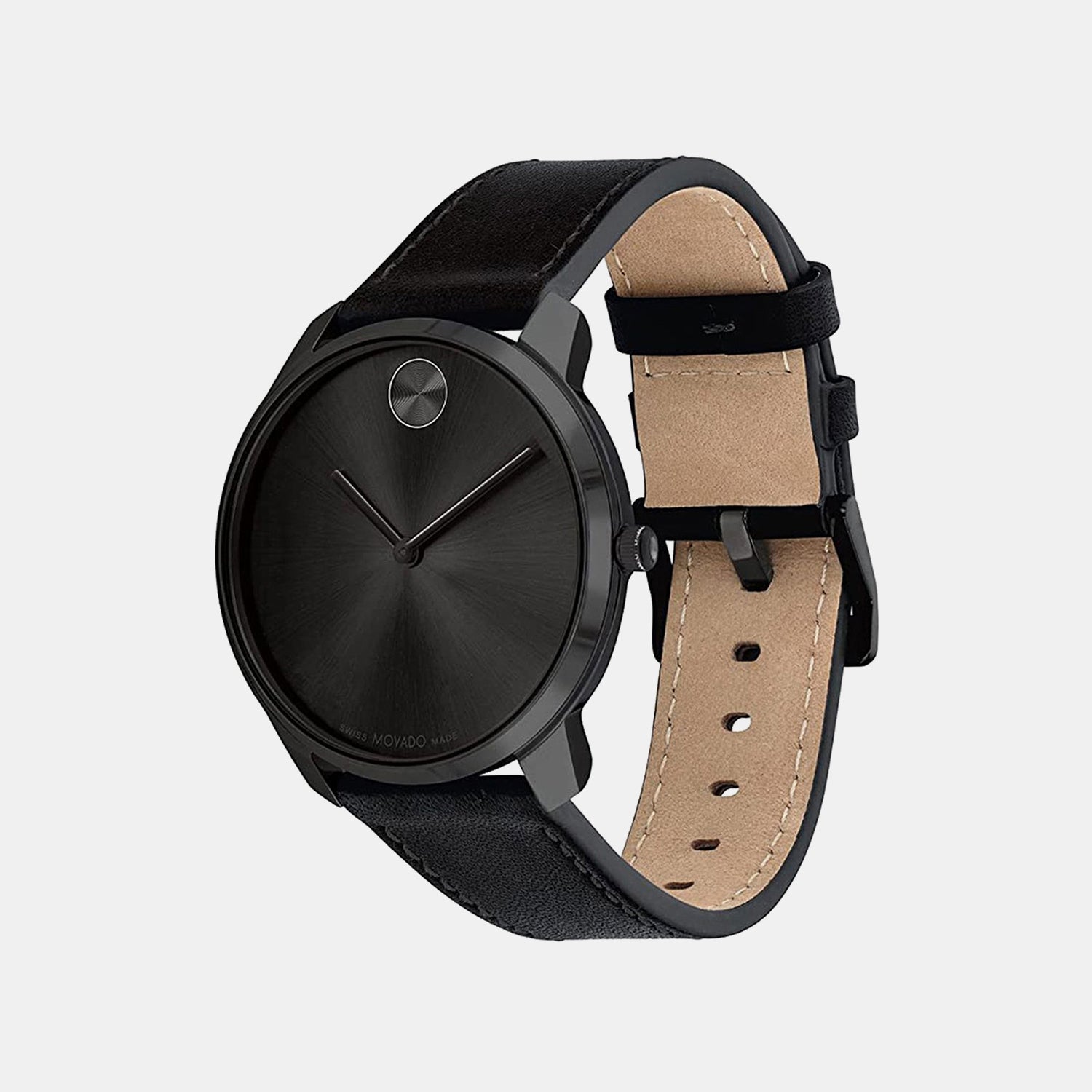 Bold Thin Men Quartz Black Dial Analog Leather Watch 3600831
