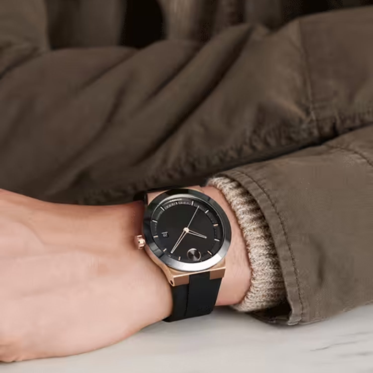 Bold Fusion Men Quartz Black Dial Analog Silicone Watch 3600851