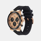 Bold Fusion Men Quartz Rose Gold Dial Chronograph Silicone Watch 3600854