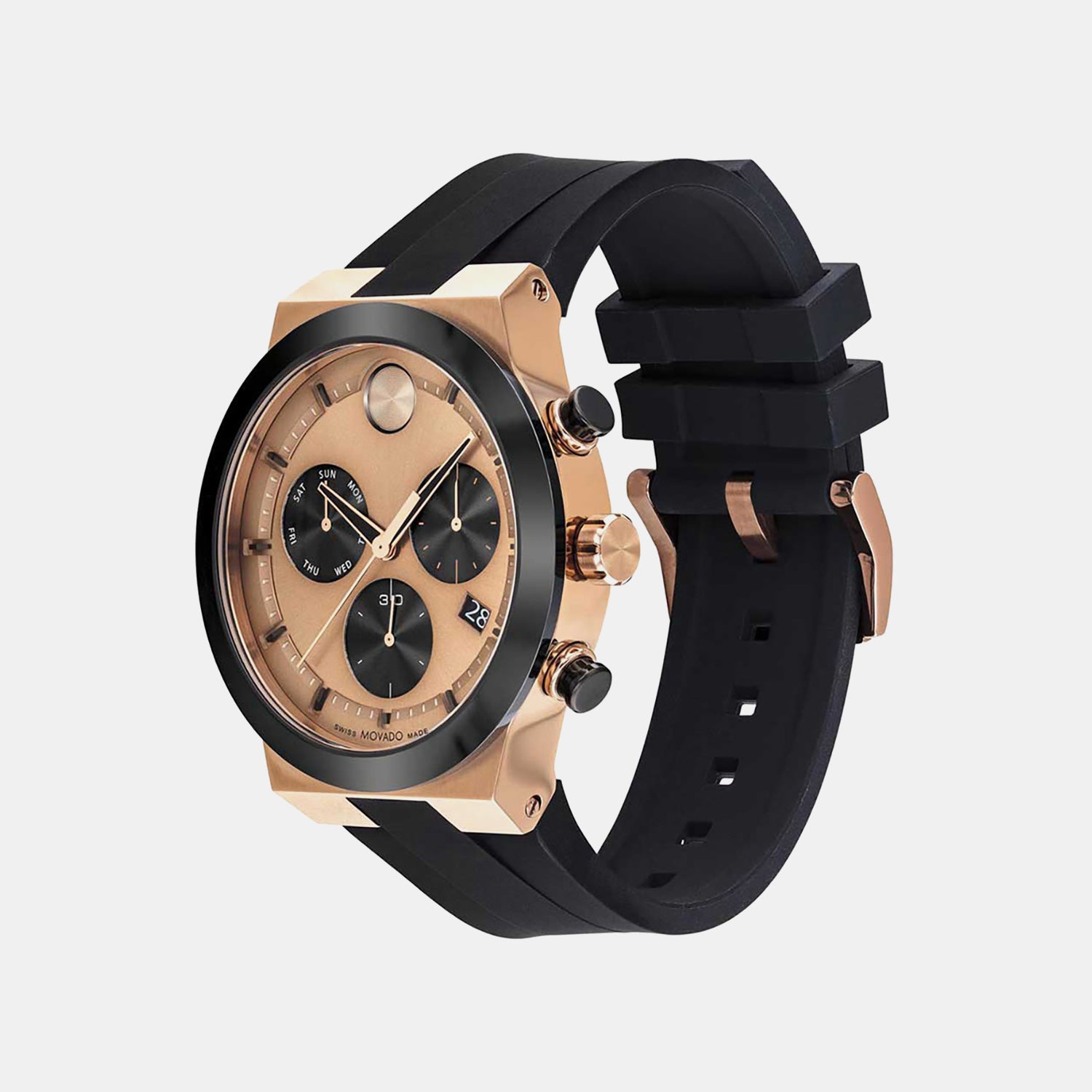 Bold Fusion Men Quartz Rose Gold Dial Chronograph Silicone Watch 3600854