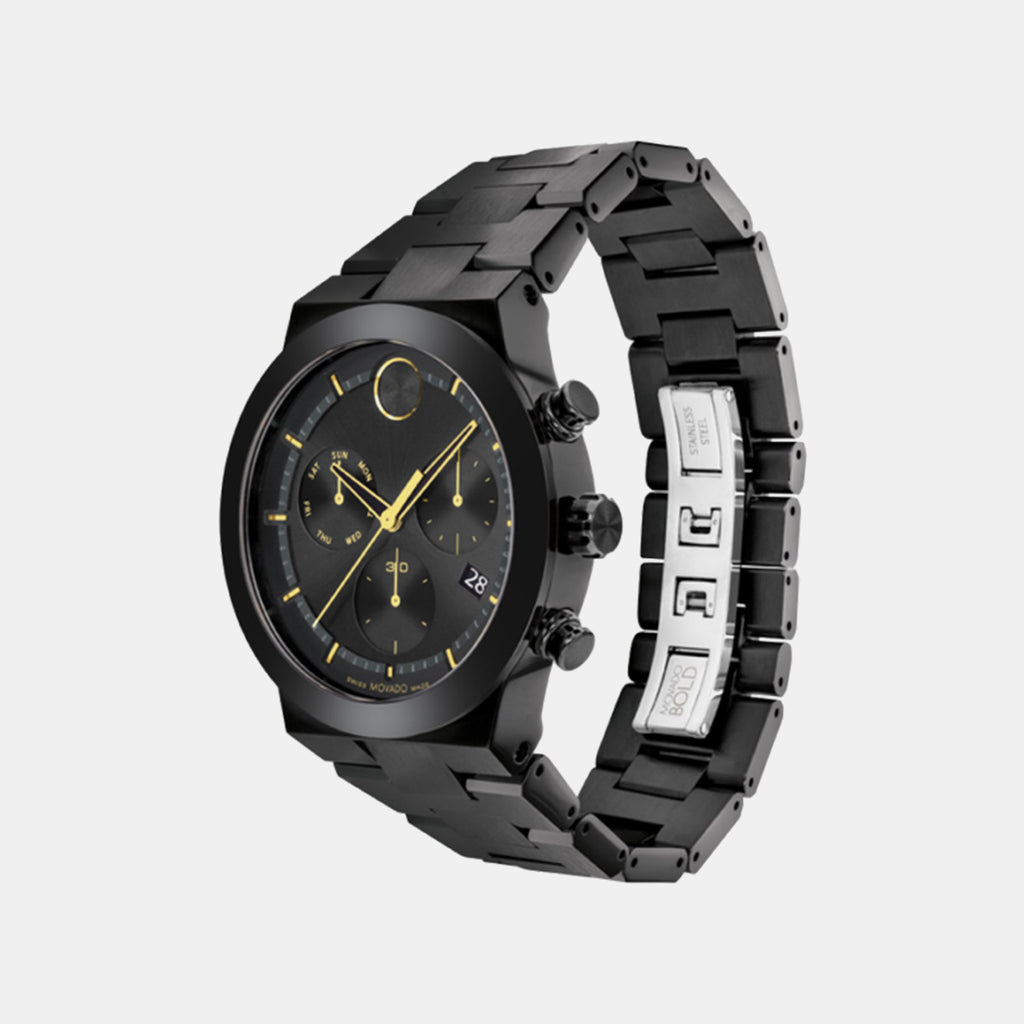 Bold Fusion Men Quartz Black Dial Chronograph Stainless Steel Watch 3600857
