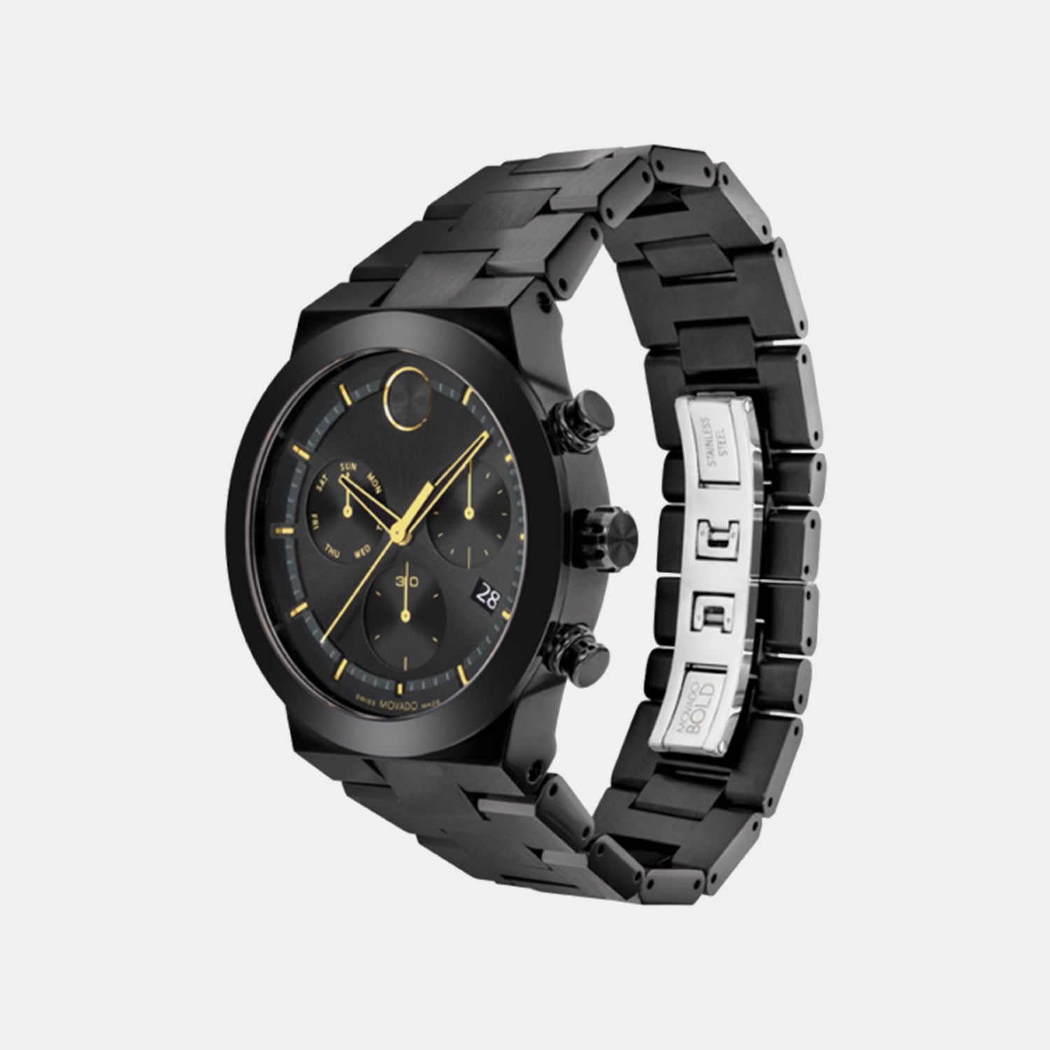 Bold Fusion Men Quartz Black Dial Chronograph Stainless Steel Watch 3600857