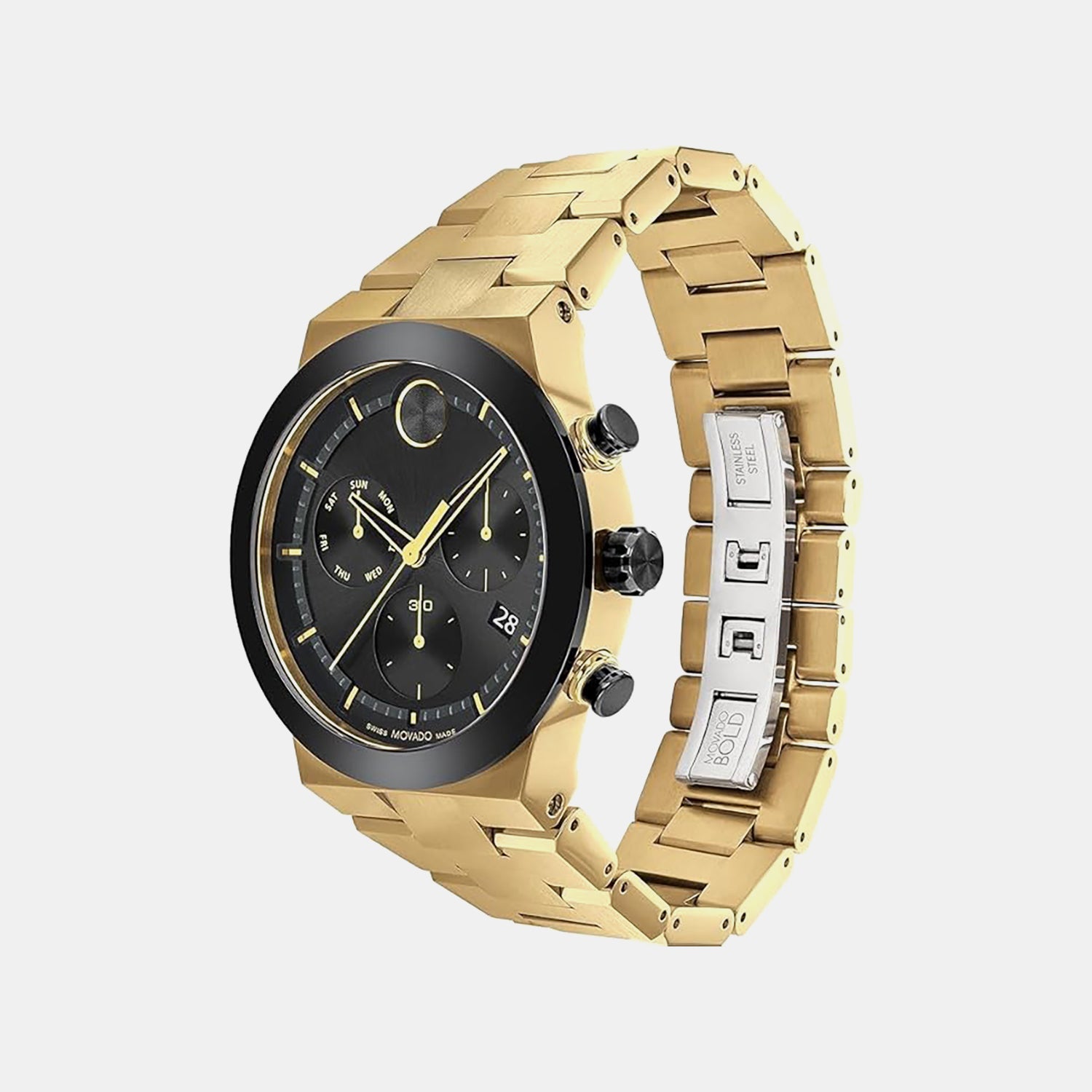 Bold Fusion Men Quartz Black Dial Chronograph Stainless Steel Watch 3600858
