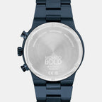 Bold Fusion Men Quartz Blue Dial Chronograph Stainless Steel Watch 3600859