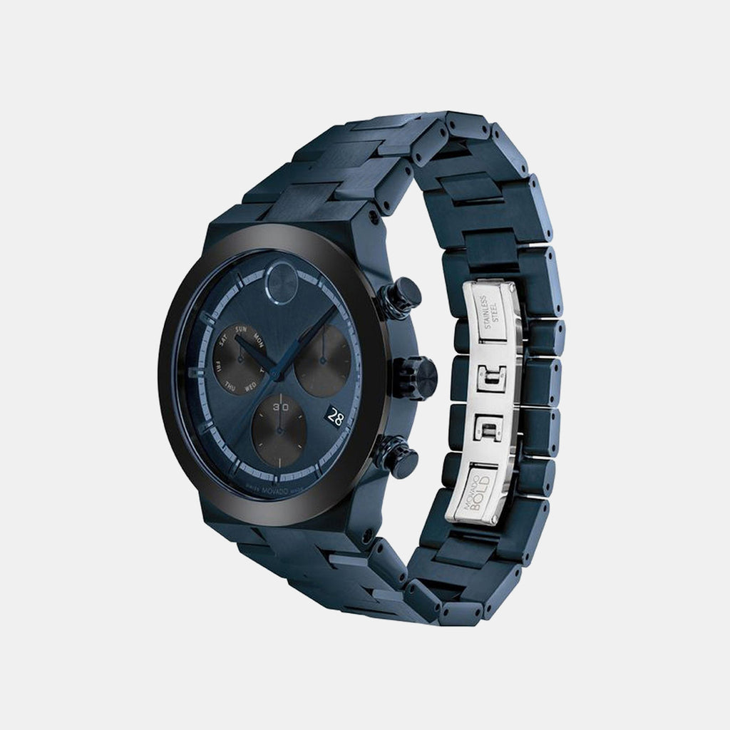 Bold Fusion Men Quartz Blue Dial Chronograph Stainless Steel Watch 3600859