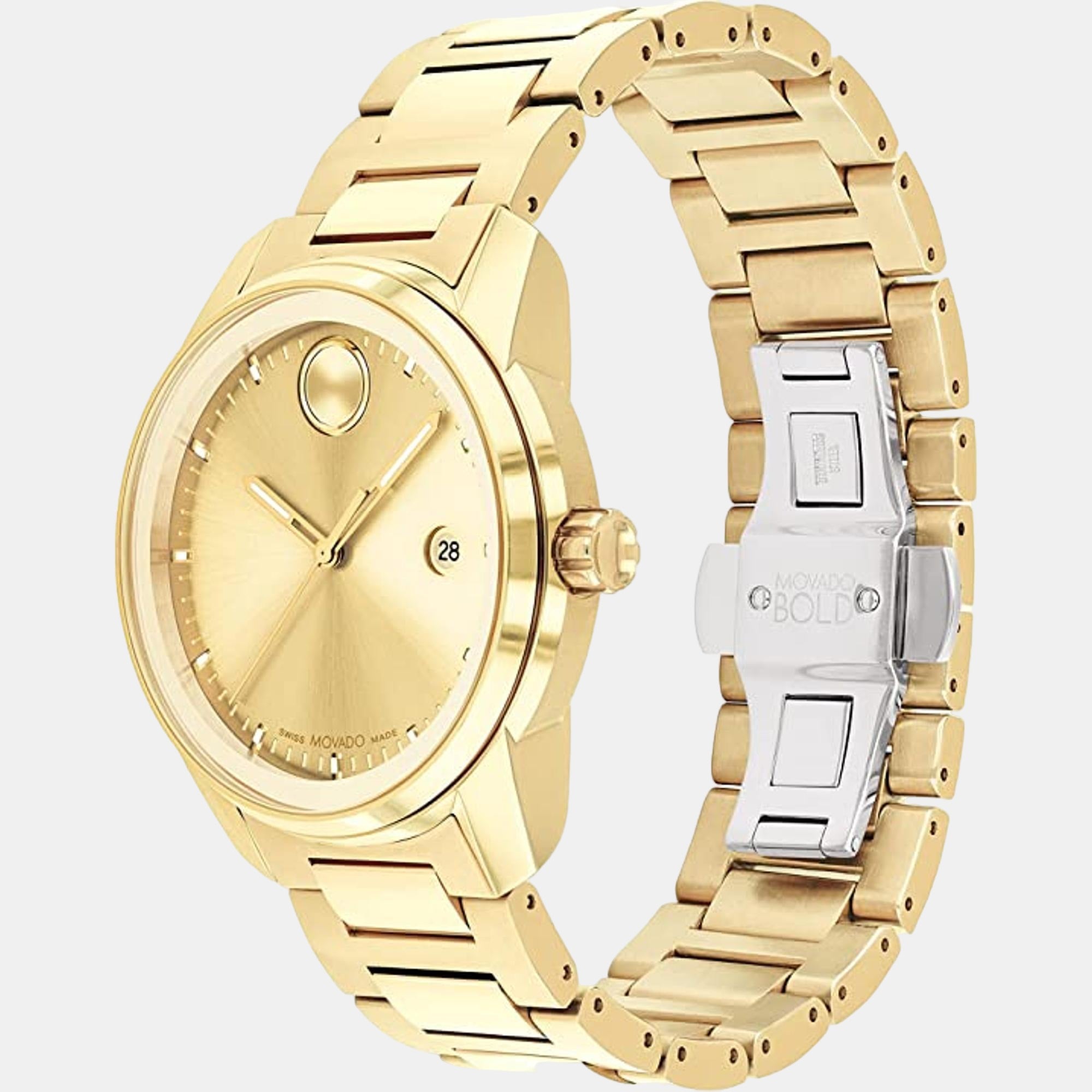 Bold Women Quartz Gold Dial Analog Stainless Steel Watch 3600861