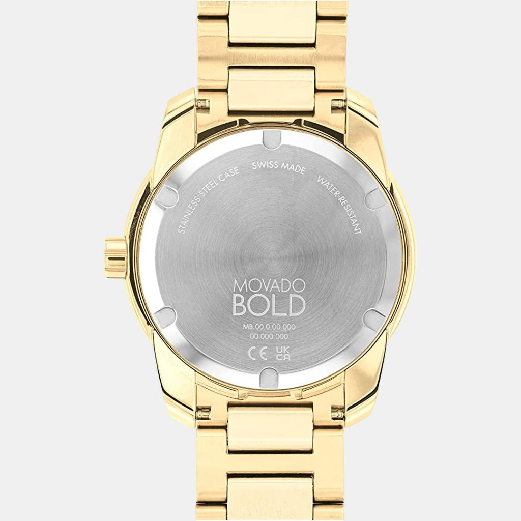 Bold Women Quartz Gold Dial Analog Stainless Steel Watch 3600861