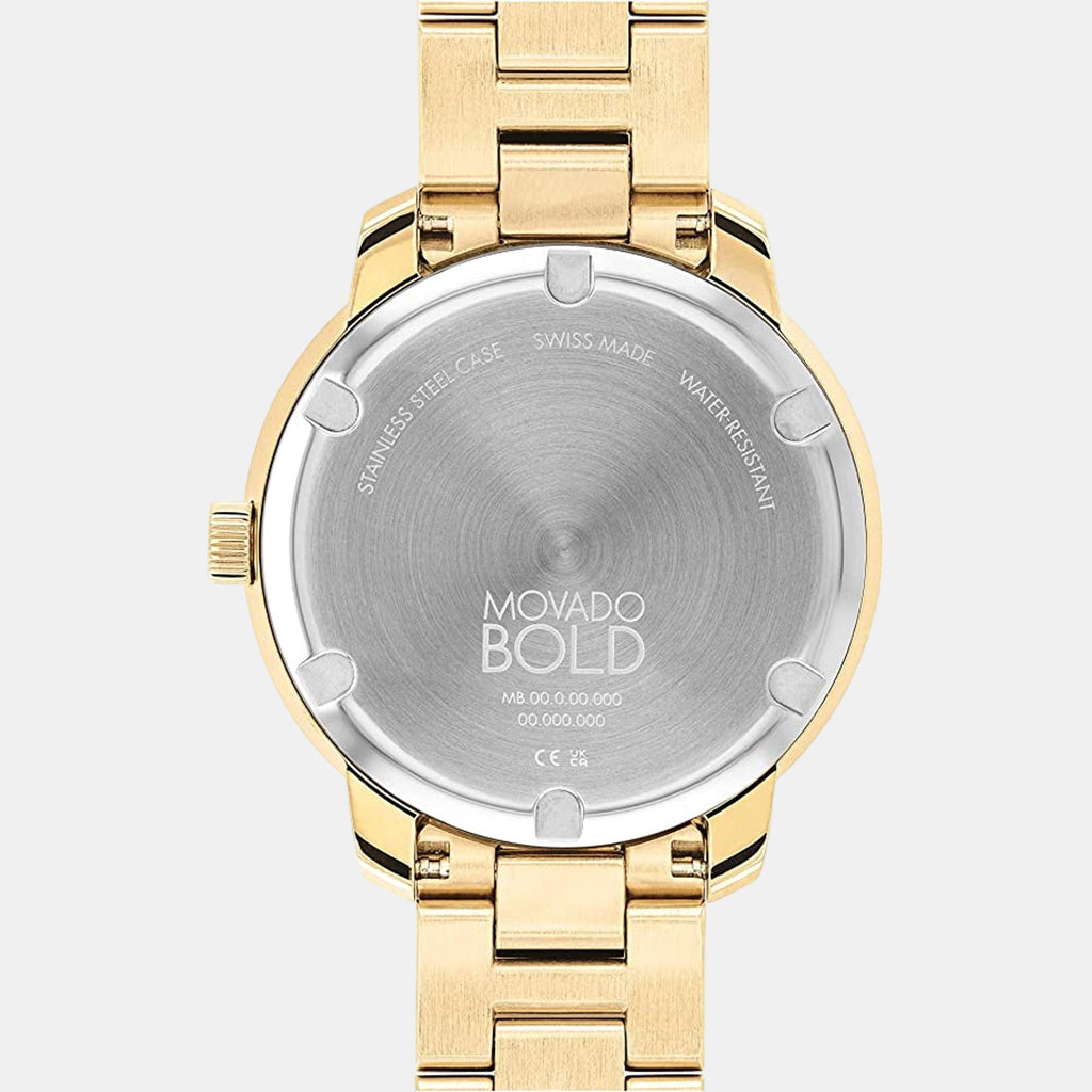 Bold Women Quartz Gold Dial Analog Stainless Steel Watch 3600871