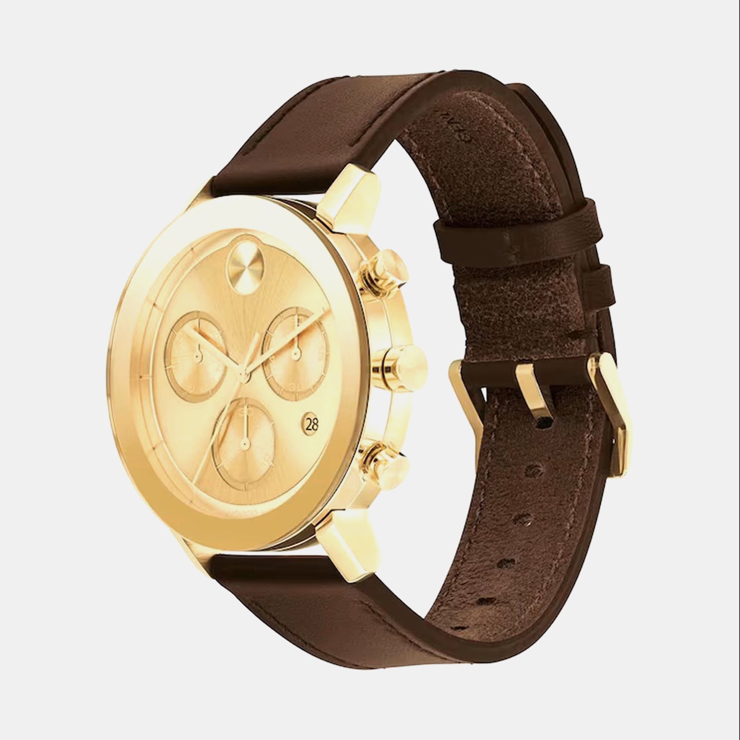 Bold Evolution Men Quartz Gold Dial Chronograph Leather Watch 3600883