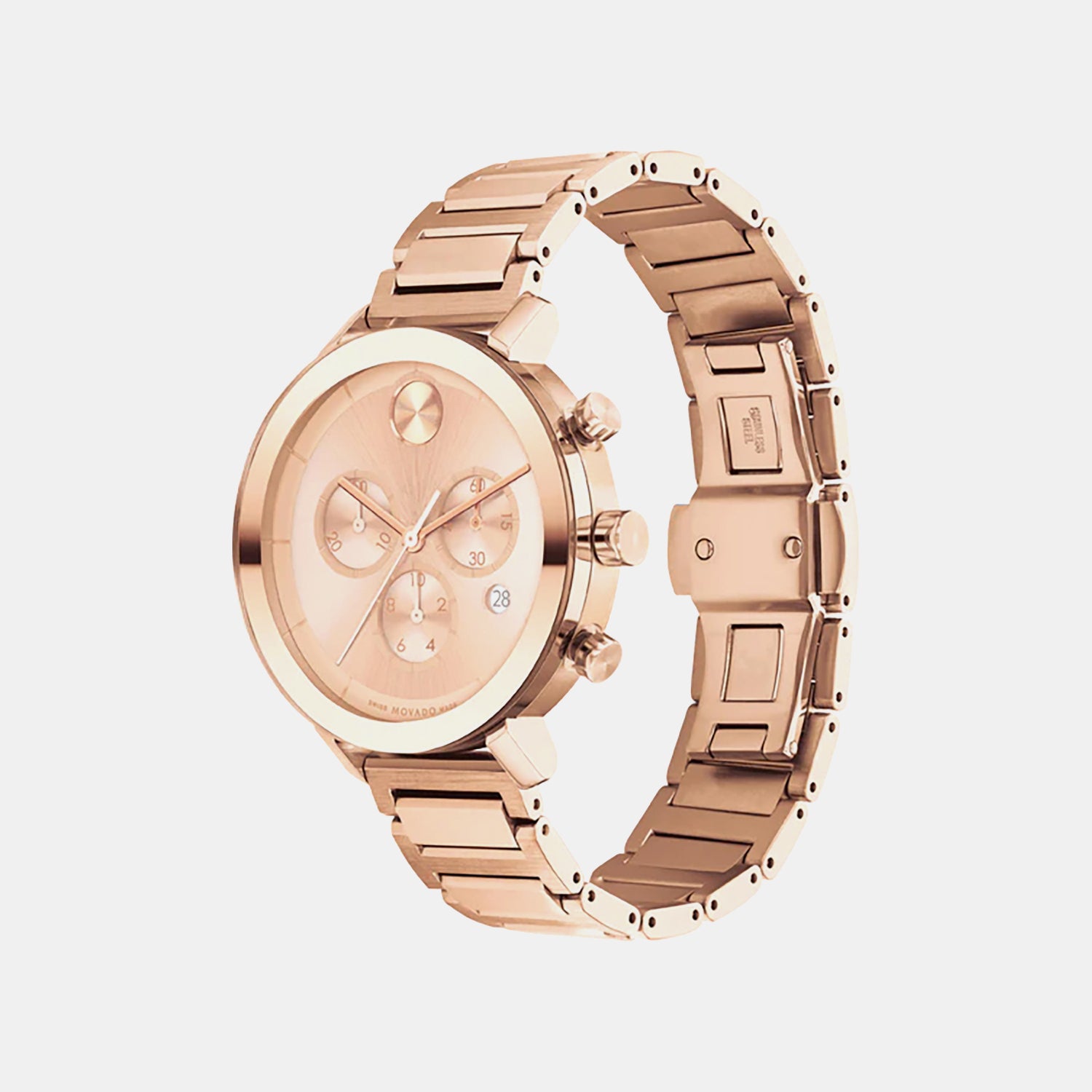 Bold Women Quartz Pink Dial Chronograph Stainless Steel Watch 3600886