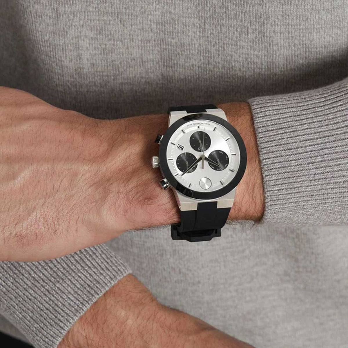 Bold Fusion Men Quartz Silver Dial Chronograph Stainless Steel Watch 3600894