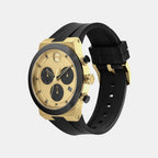 Bold Fusion Men Quartz Gold Dial Chronograph Silicone Watch 3600895