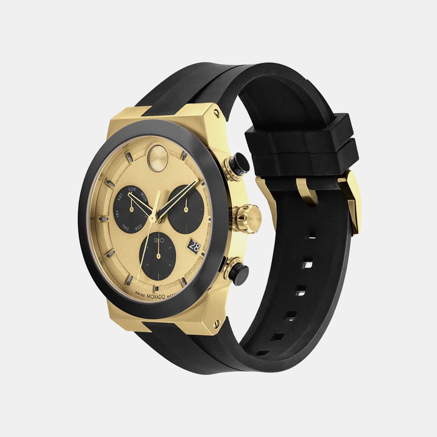 Bold Fusion Men Quartz Gold Dial Chronograph Silicone Watch 3600895