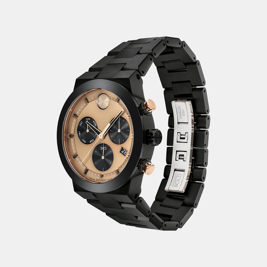 Bold Fusion Men Quartz Bronze Dial Chronograph Stainless Steel Watch 3600897