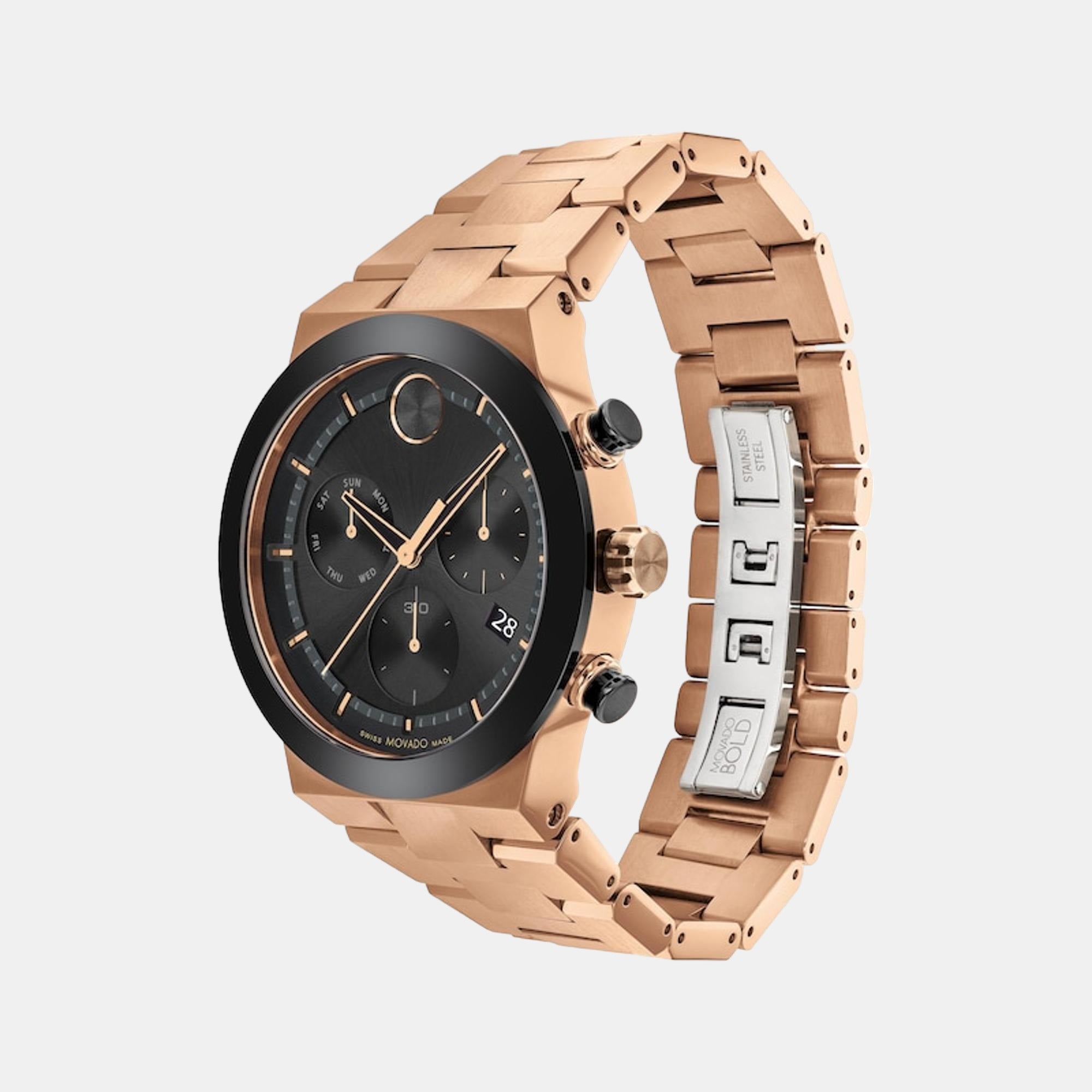 Bold Men Quartz Black Dial Chronograph Stainless Steel Watch 3600898