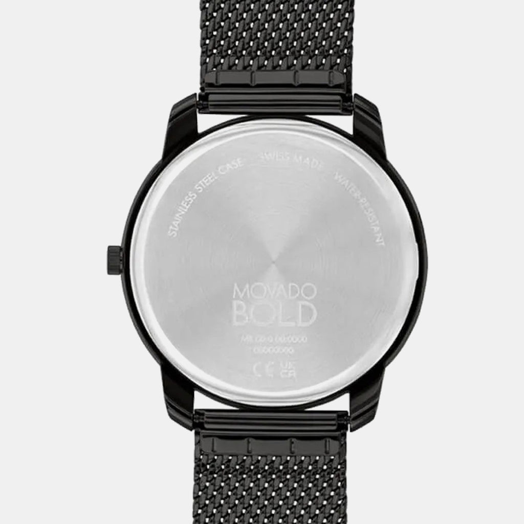 Bold Men Quartz Black Dial Analog Stainless Steel Watch 3600904