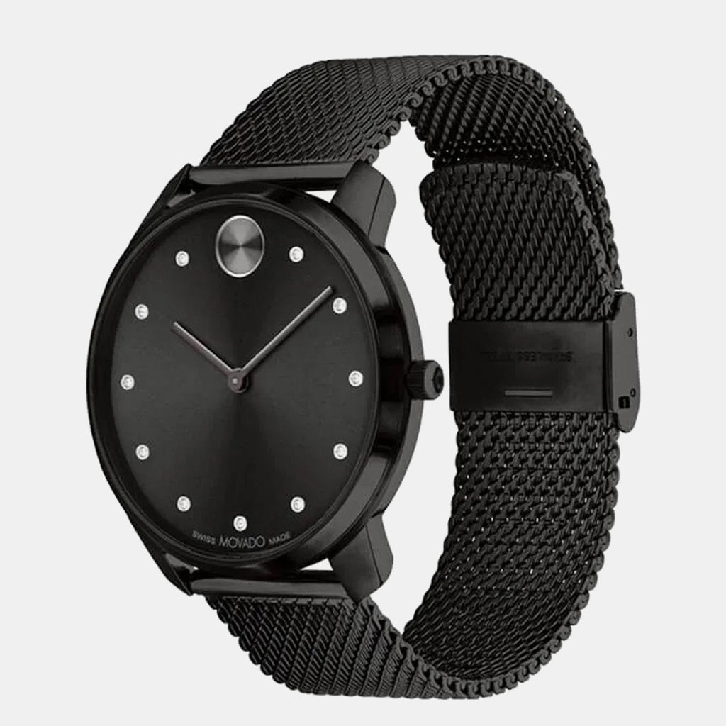 Bold Men Quartz Black Dial Analog Stainless Steel Watch 3600904