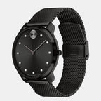 Bold Men Quartz Black Dial Analog Stainless Steel Watch 3600904