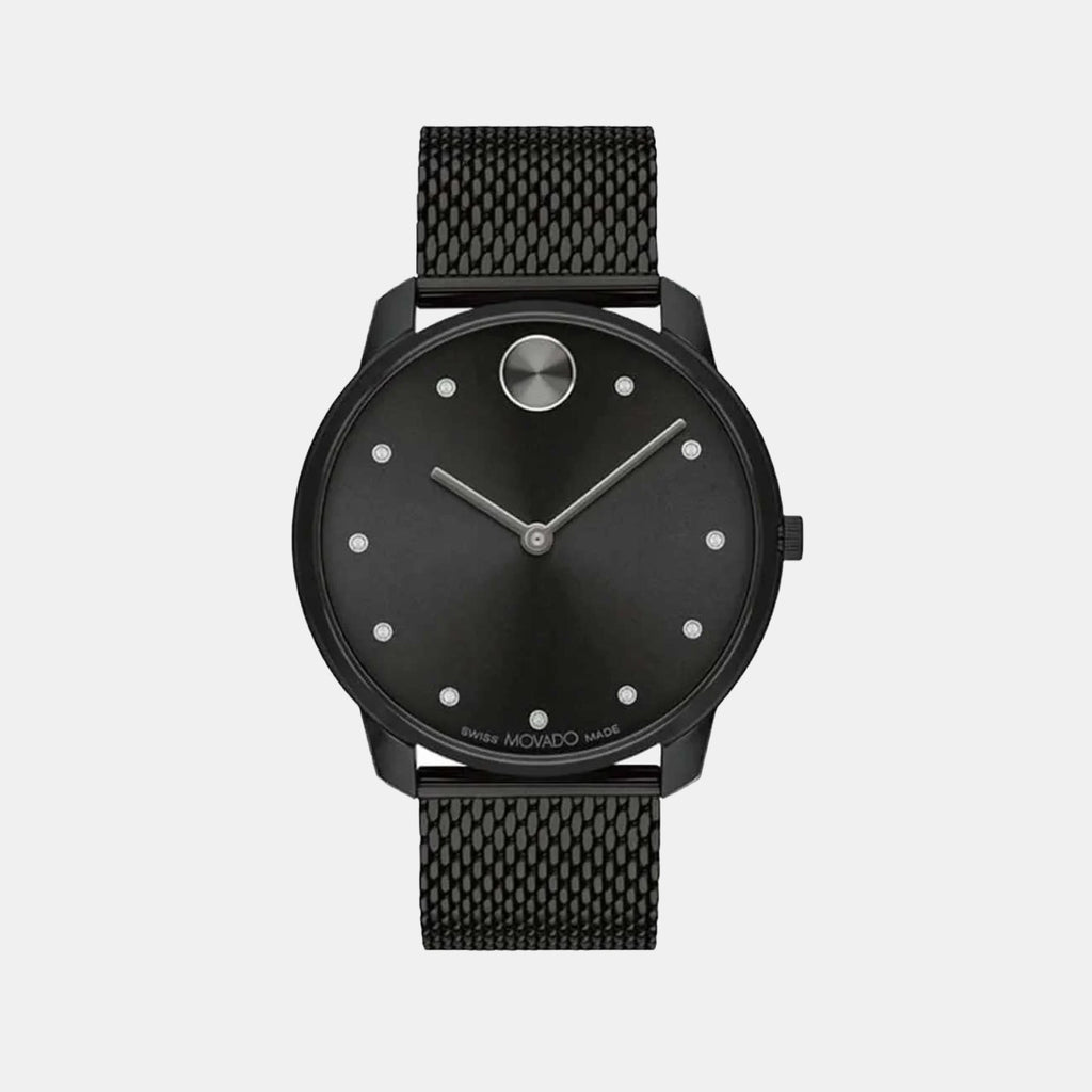 Bold Men Quartz Black Dial Analog Stainless Steel Watch 3600904