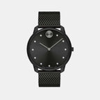 Bold Men Quartz Black Dial Analog Stainless Steel Watch 3600904