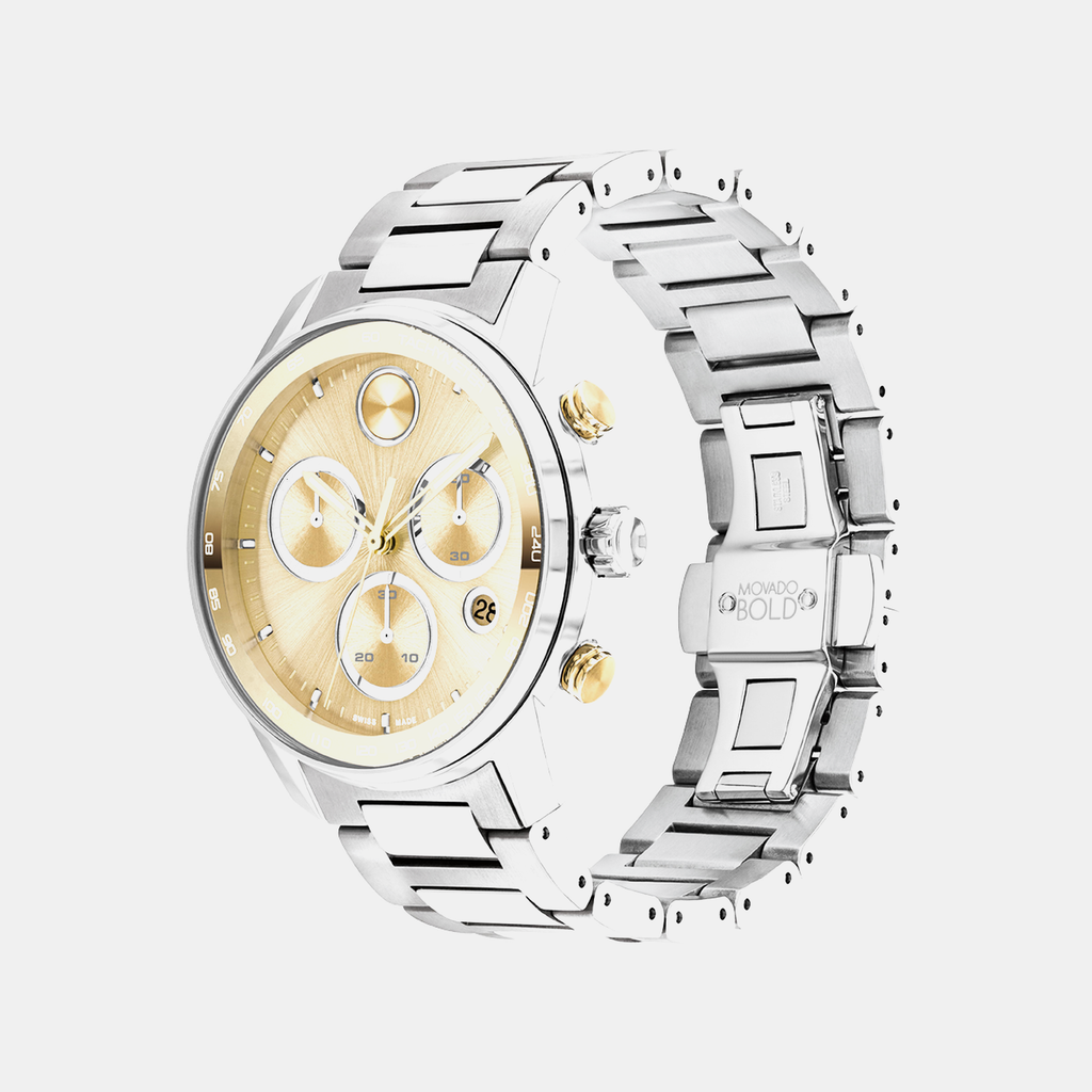 Bold Verso Men Quartz Gold Dial Chronograph Stainless Steel Watch 3600907