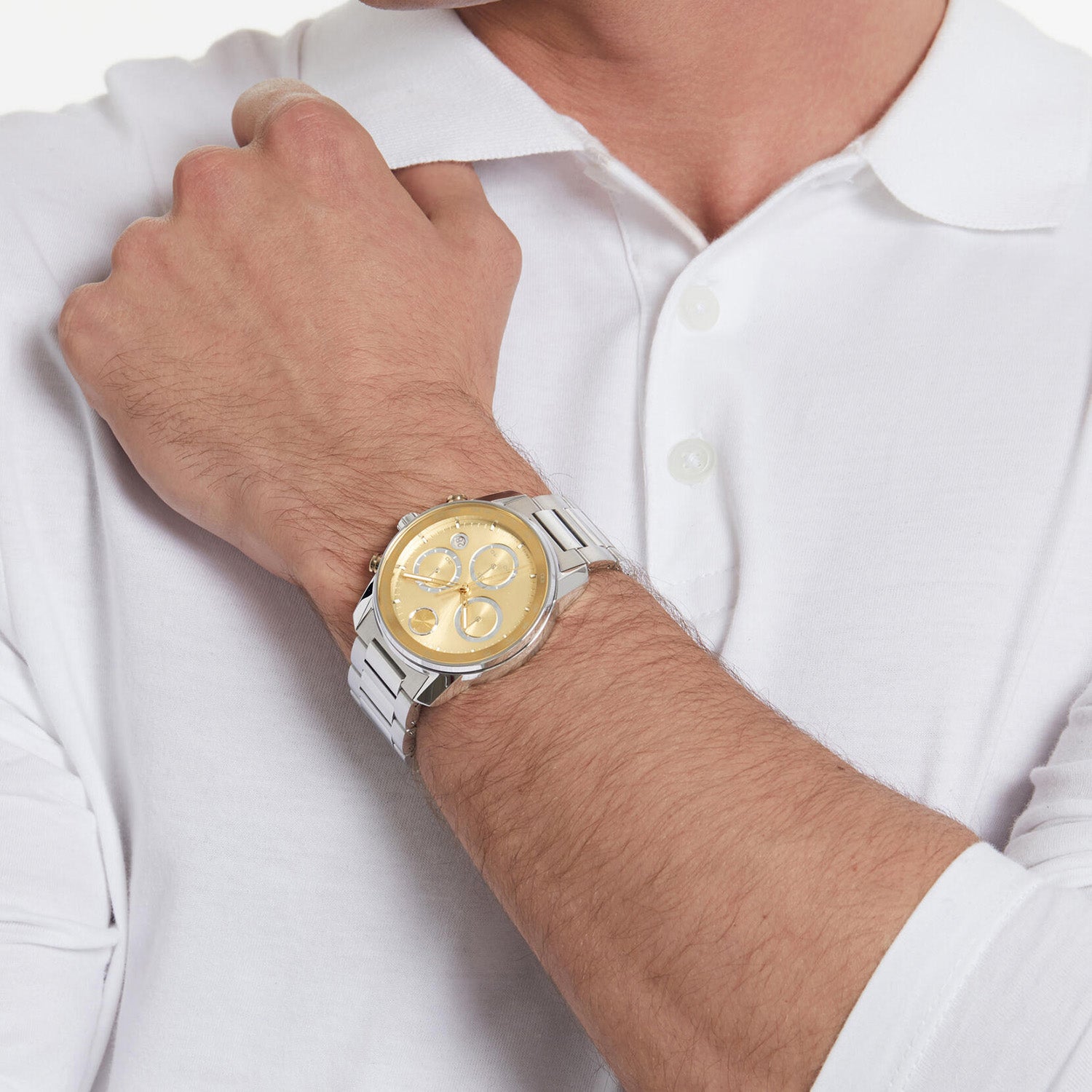 Bold Verso Men Quartz Gold Dial Chronograph Stainless Steel Watch 3600907