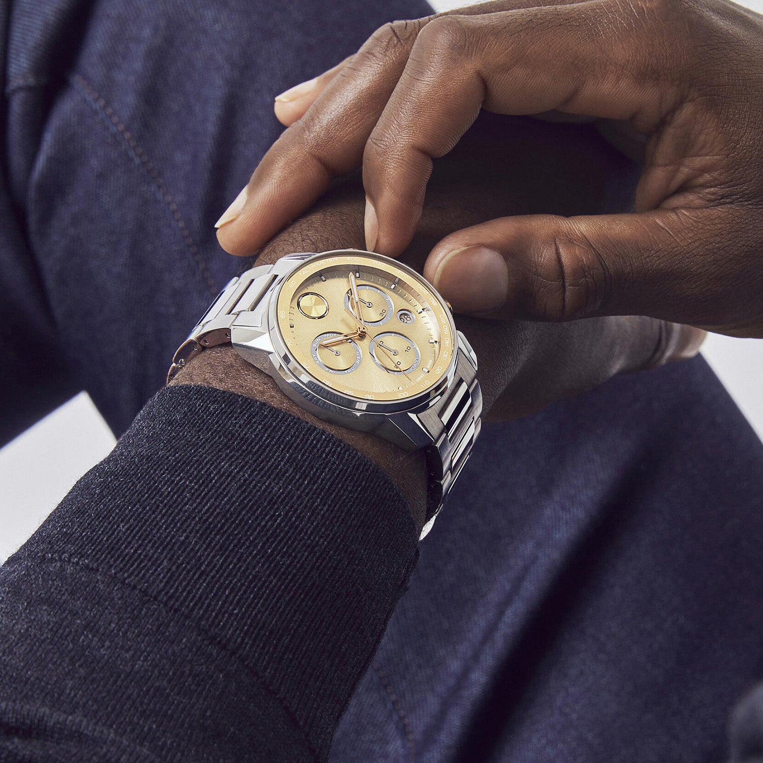 Bold Verso Men Quartz Gold Dial Chronograph Stainless Steel Watch 3600907