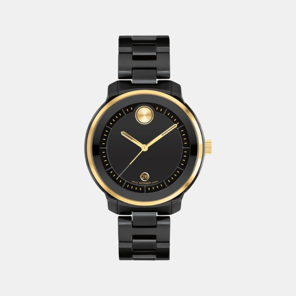 Bold Women Quartz Black Dial Analog Stainless Steel Watch 3600936