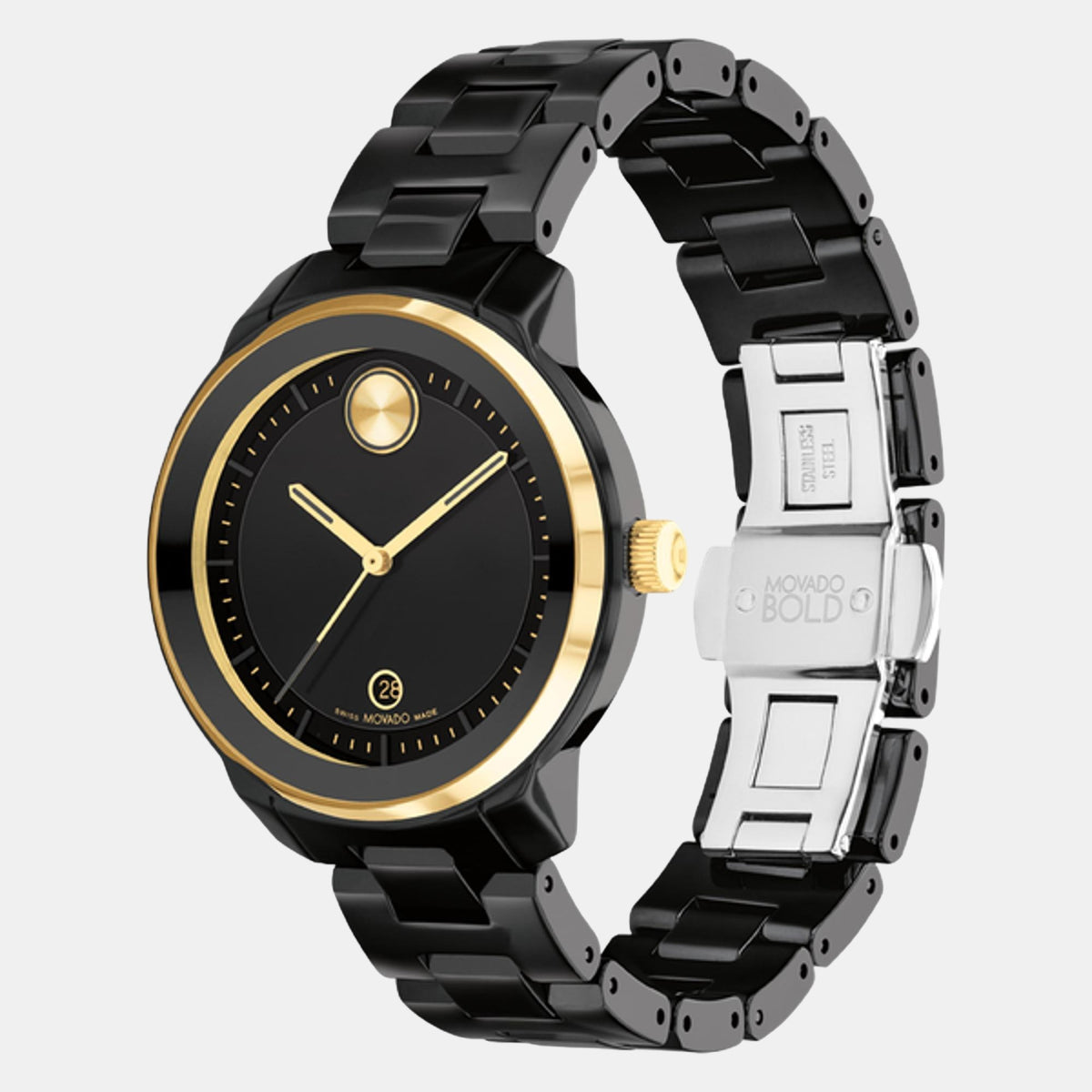 Bold Verso Women Quartz Black Dial Analog Ceramic Watch 3600936