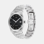 Bold Men Quartz Black Dial Analog Stainless Steel Watch 3600941