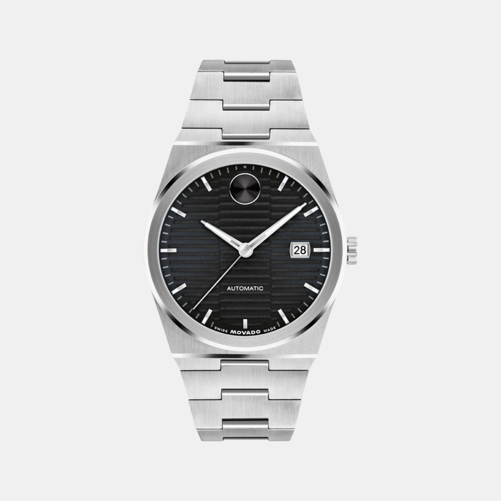 Bold Men Quartz Black Dial Analog Stainless Steel Watch 3600941