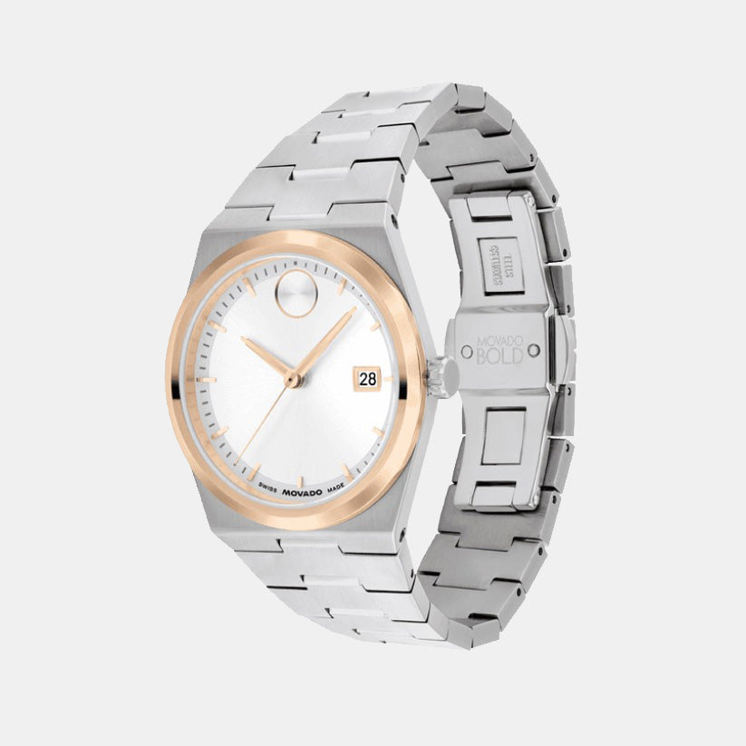 Bold Quest Women Quartz White Dial Analog Stainless Steel Watch 3600946