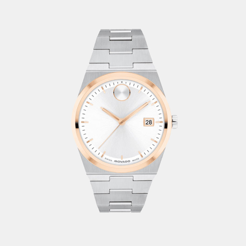 Bold Ceramic Women Quartz White Dial Analog Stainless Steel Watch 3600946