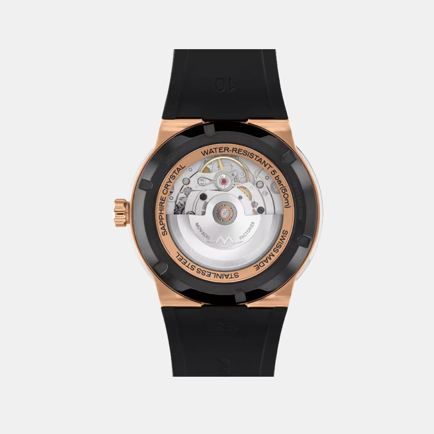 Bold Fusion Men Quartz Black And Rose Gold Transparent Dial Analog Rubber Watch 3600947