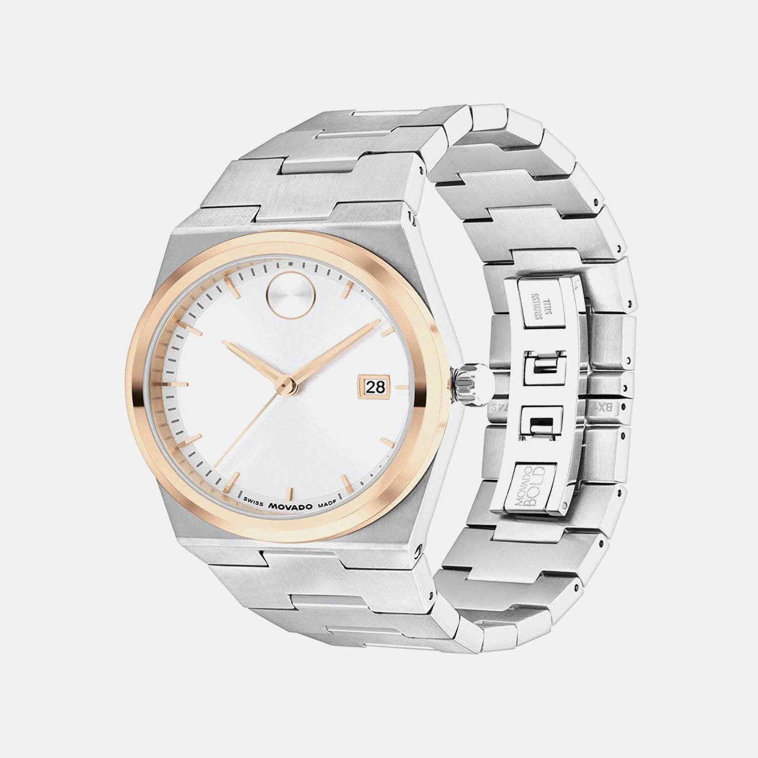 Bold Men Quartz White Dial Analog Stainless Steel Watch 3600972