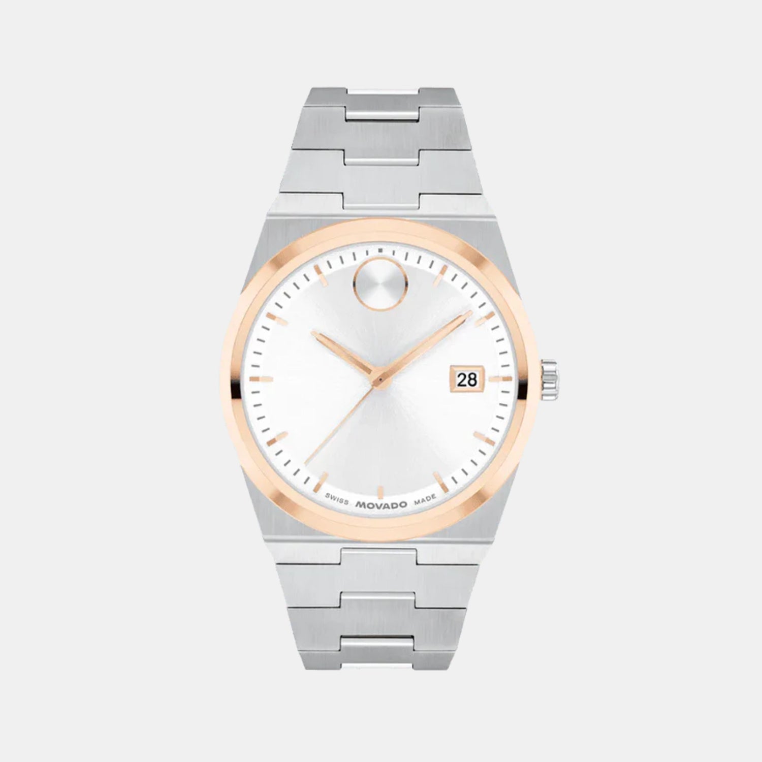 Bold Men Quartz White Dial Analog Stainless Steel Watch 3600972