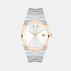 Bold Men Quartz White Dial Analog Stainless Steel Watch 3600972