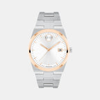 Bold Men Quartz White Dial Analog Stainless Steel Watch 3600972
