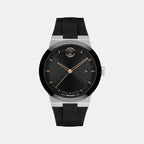 Bold Men Quartz Black Dial Analog Silicone Watch 3601079