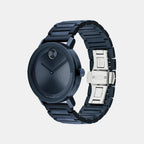 Bold Men Quartz Blue Dial Analog Stainless Steel Watch 3601097
