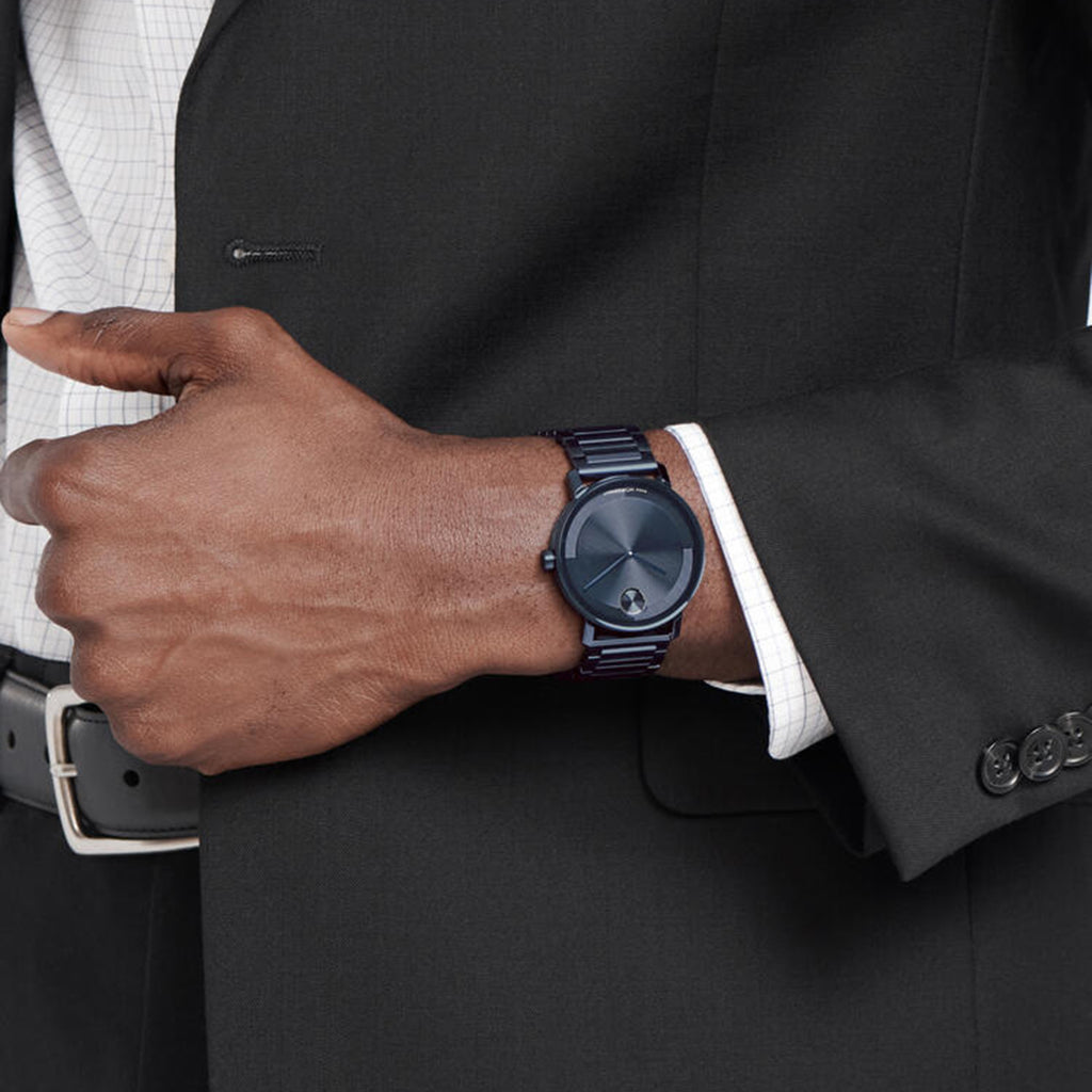 Bold Men Quartz Blue Dial Analog Stainless Steel Watch 3601097