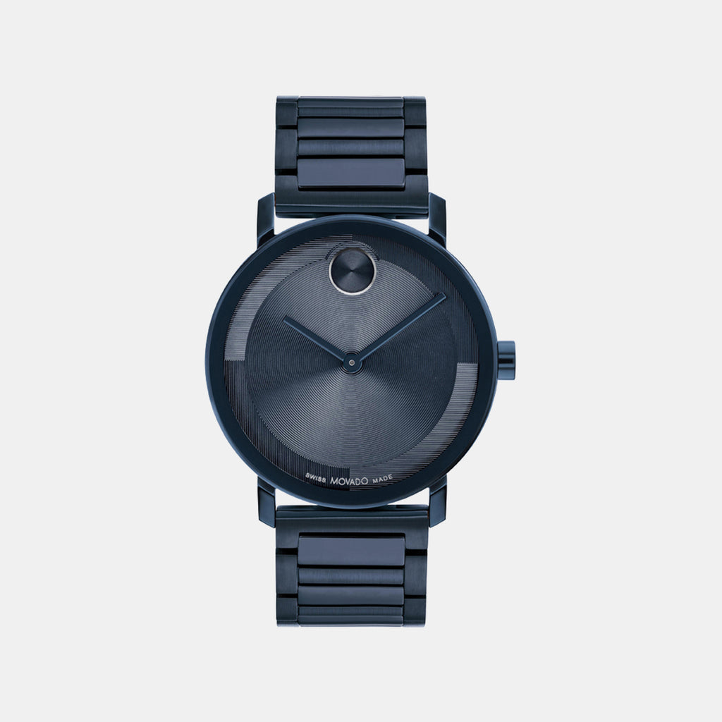 Bold Men Quartz Blue Dial Analog Stainless Steel Watch 3601097