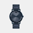 Bold Men Quartz Blue Dial Analog Stainless Steel Watch 3601097