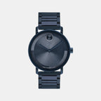 Bold Men Quartz Blue Dial Analog Stainless Steel Watch 3601097