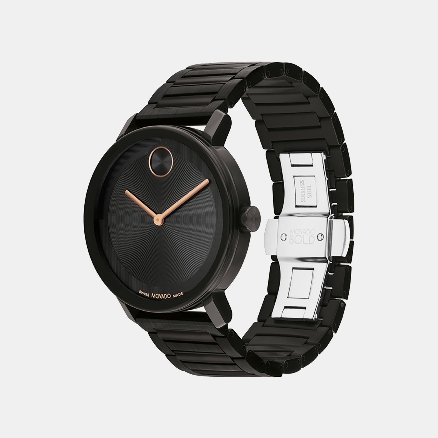 Bold Men Quartz Black Dial Analog Stainless Steel Watch 3601112